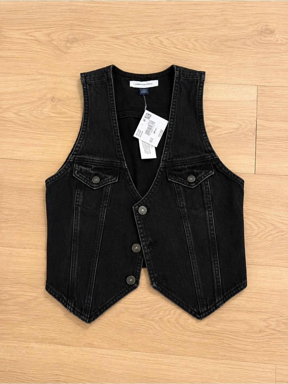 American Eagle Outfitters Black Denim Vest for